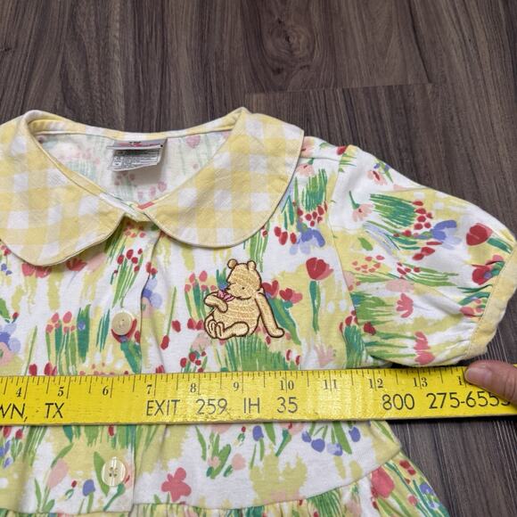 Vtg The Disney Store Winnie The Pooh Girl Dress Floral Sz 7-8 Button Dress - Picture 10 of 10